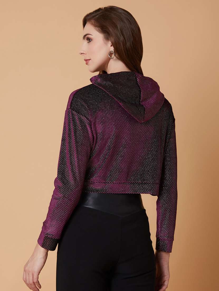 purple embellished hooded crop sweatshirt - 21387372 - Standard Image - 2
