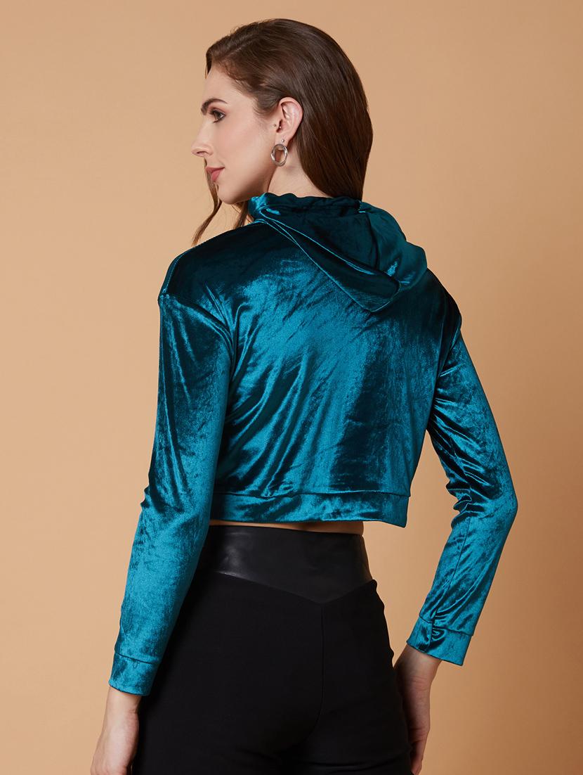 teal plain hooded sweatshirt - 21387374 - Standard Image - 2