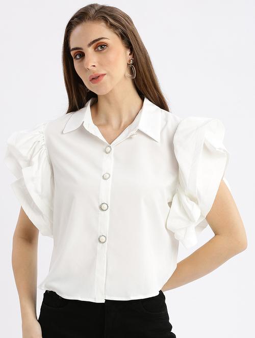 white solid regular top - 21387404 -  Standard Image - 0