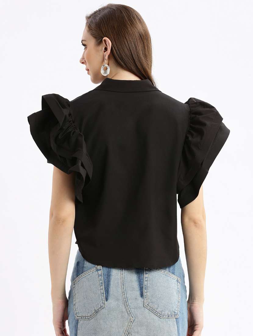 black solid regular top - 21387405 - Standard Image - 2