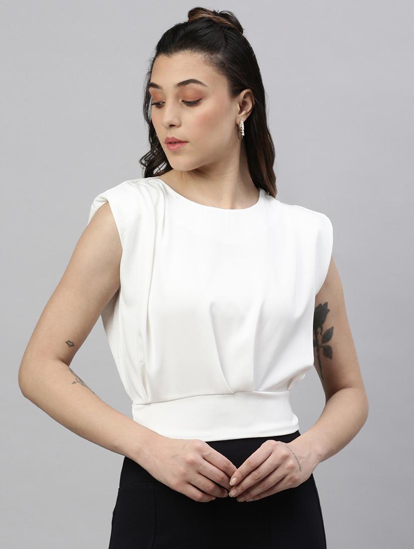 white solid tie back top - 21387419 - Zoom Image - 0