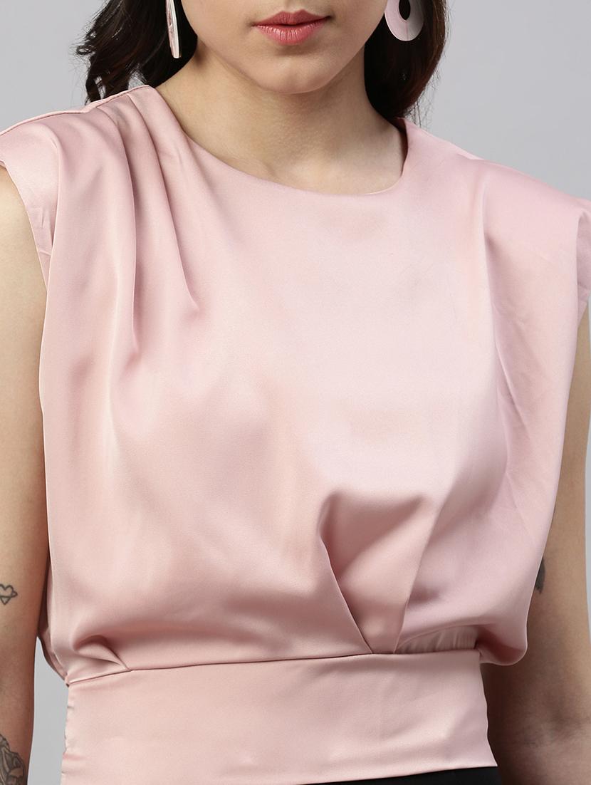 peach solid tie back top - 21387420 - Standard Image - 7