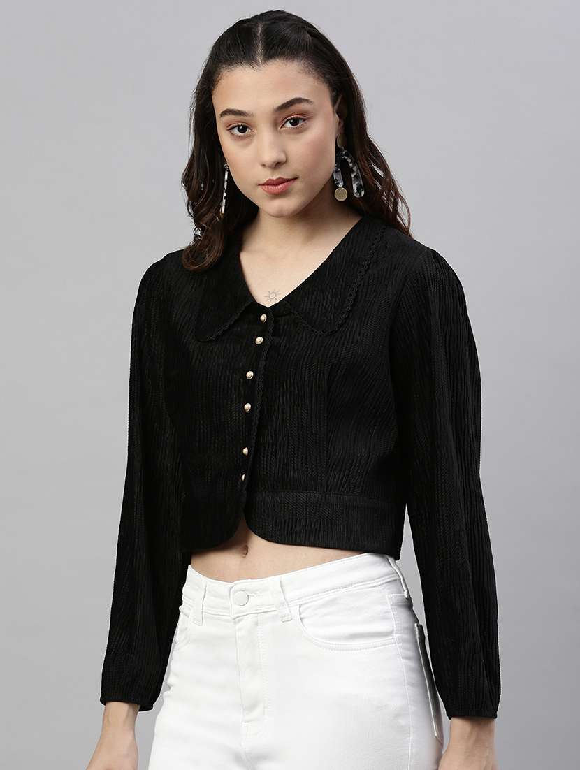 black solid shirt top - 21387429 -  Standard Image - 2