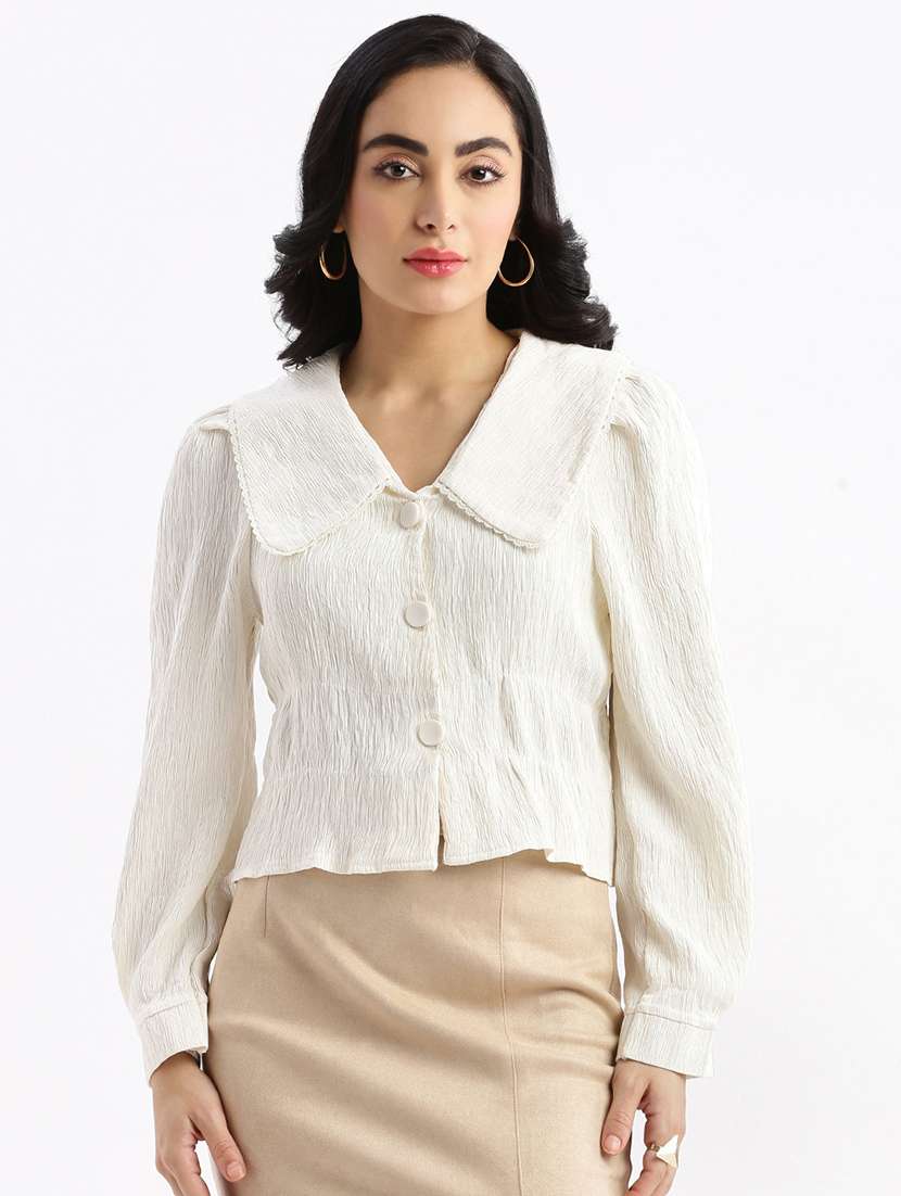 cream nylon regular top