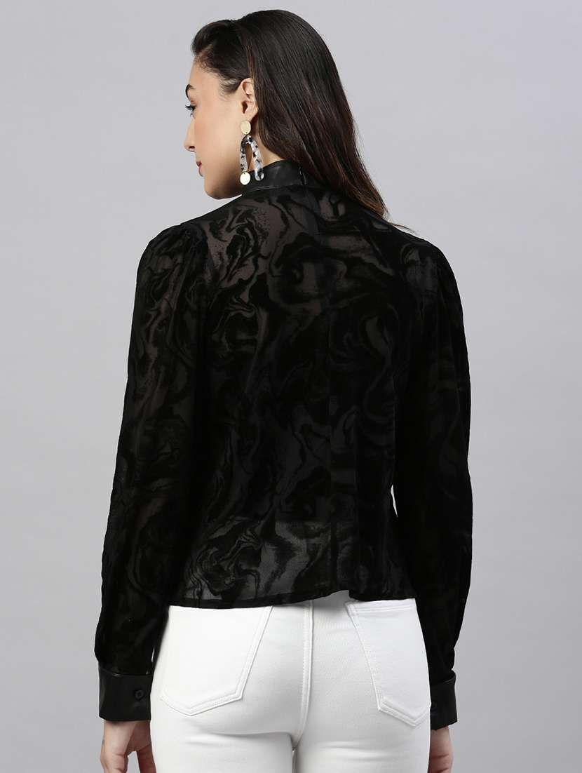 black self-designed regular top - 21387447 -  Standard Image - 2