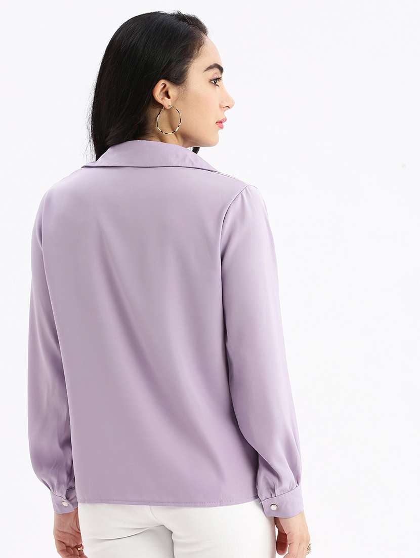 lavender solid shirt top - 21387473 - Standard Image - 2