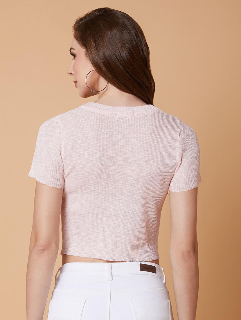 pink solid crop top - 21387481 - Standard Image - 2