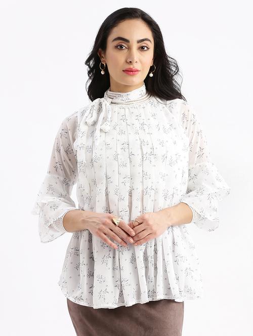 women white georgette regular top - 21387484 -  Standard Image - 0