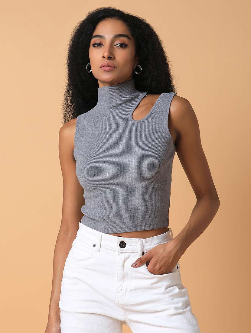 grey solid regular top - 21387491 - Zoom Image - 0