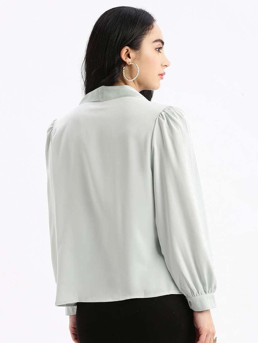 sea green satin shirt top - 21387500 - Standard Image - 2