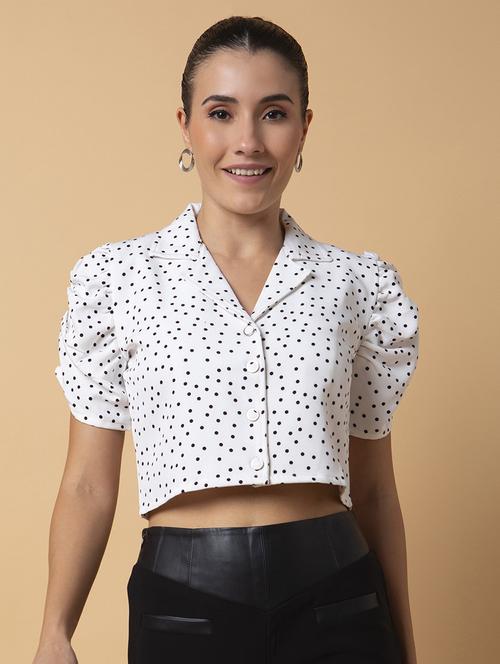 white polka dot crop top - 21387508 -  Standard Image - 0