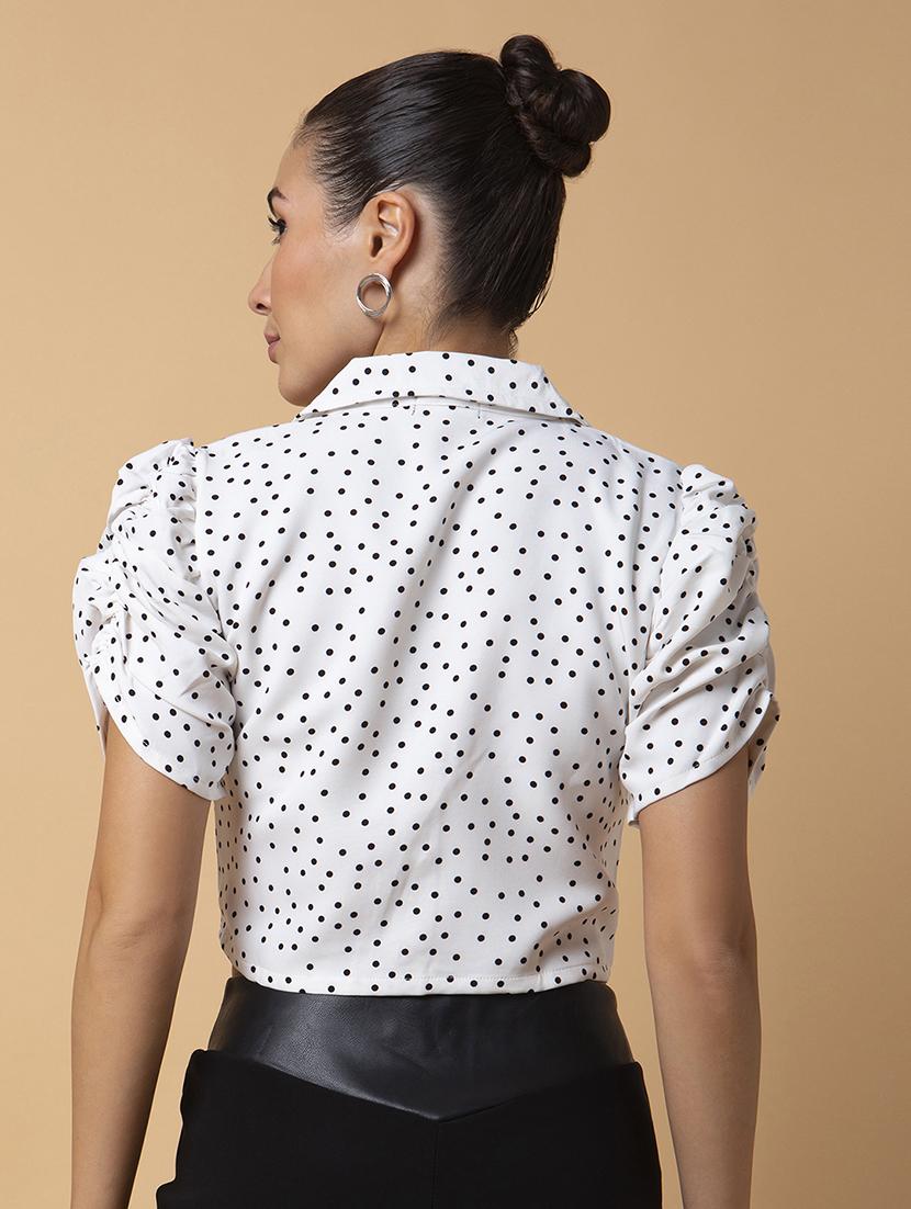 white polka dot crop top - 21387508 - Standard Image - 2