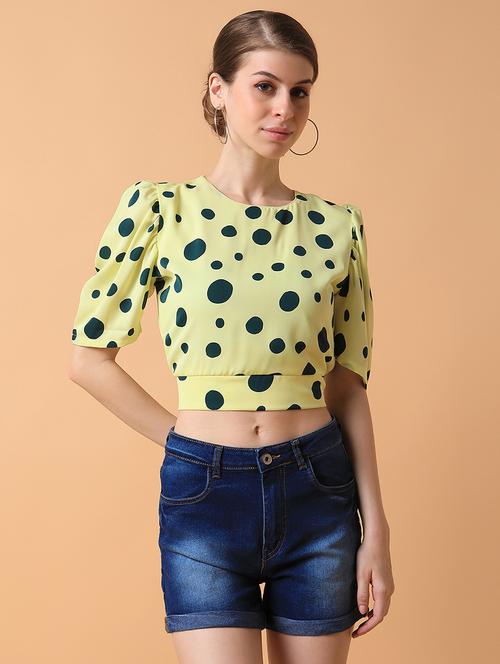 yellow crepe blouson top - 21387515 - Standard Image - 0