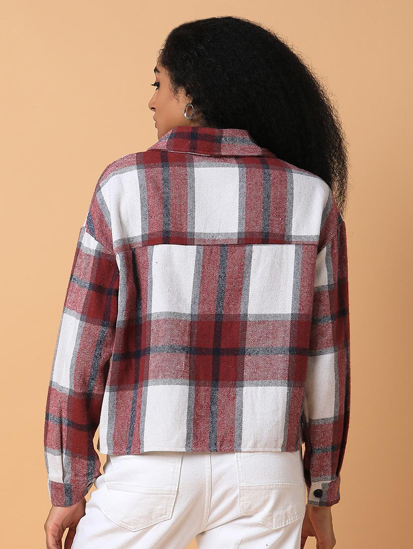 women maroon cotton oversized shirt - 21387561 - Standard Image - 2