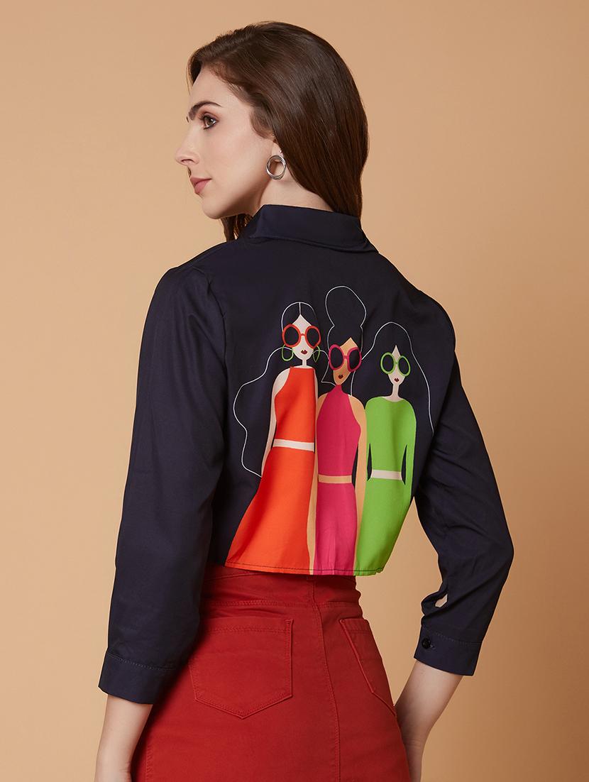 women black graphic printed boxy shirt - 21387563 - Standard Image - 2