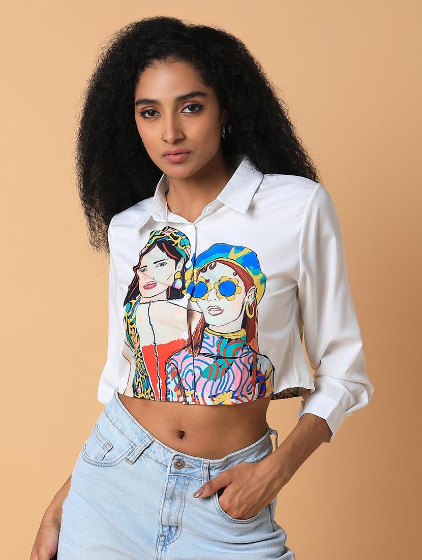 white graphic boxy shirt - 21387566 -  Zoom Image - 0