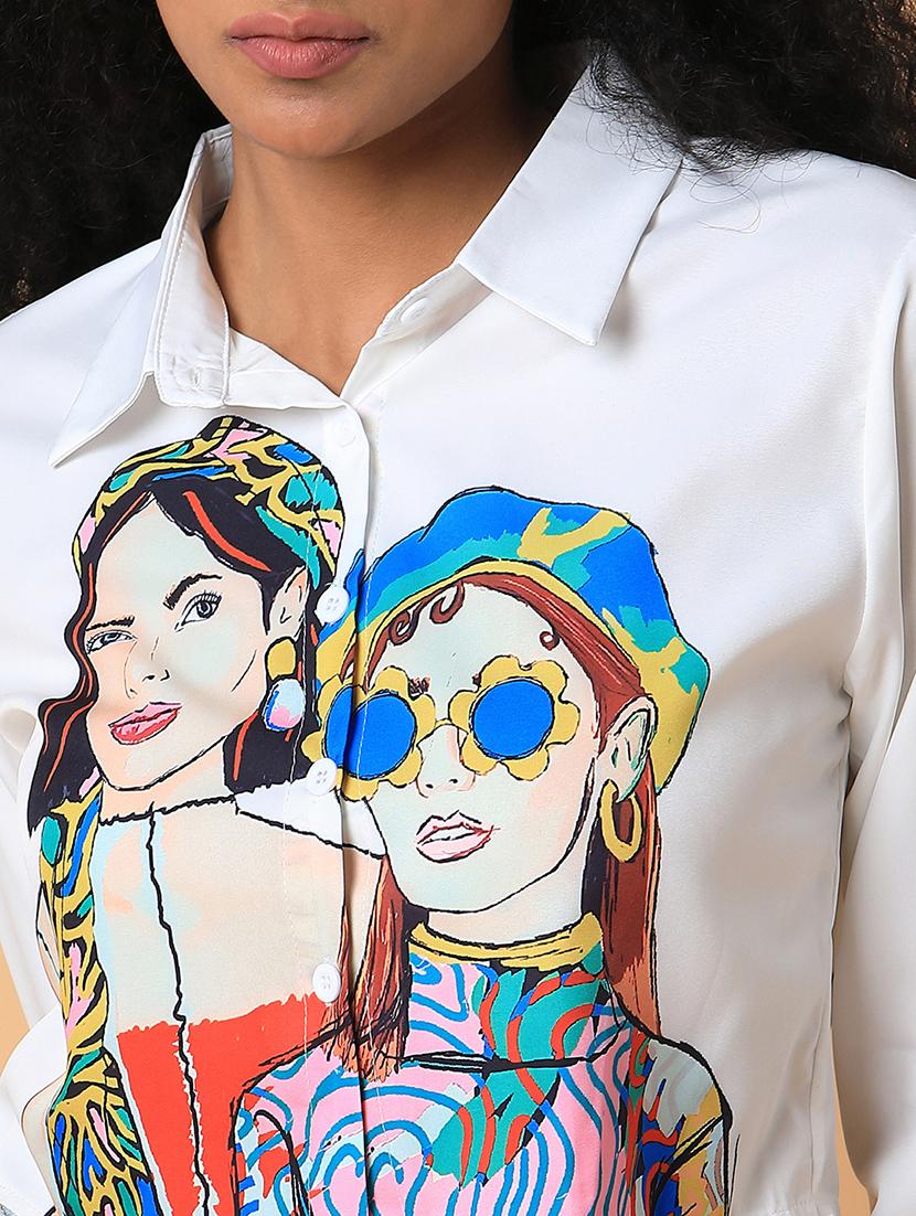 white graphic boxy shirt - 21387566 - Standard Image - 7