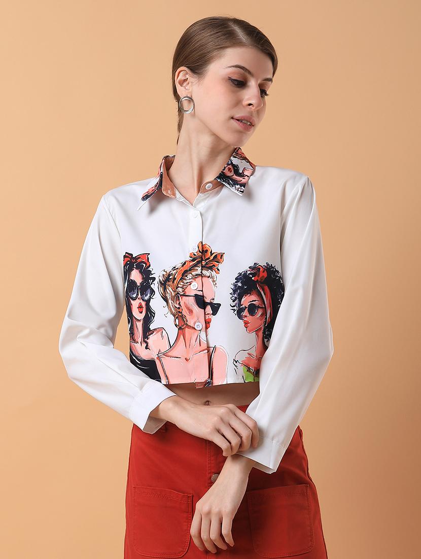 women graphic print crop shirt - 21387567 - Zoom Image - 0