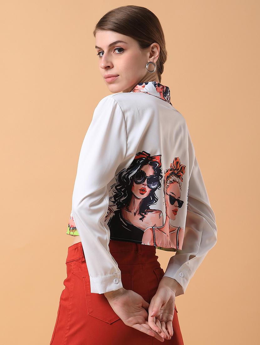 women graphic print crop shirt - 21387567 - Standard Image - 2