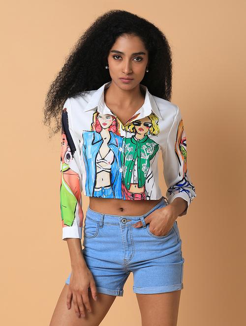 white graphic boxy shirt - 21387569 - Standard Image - 0