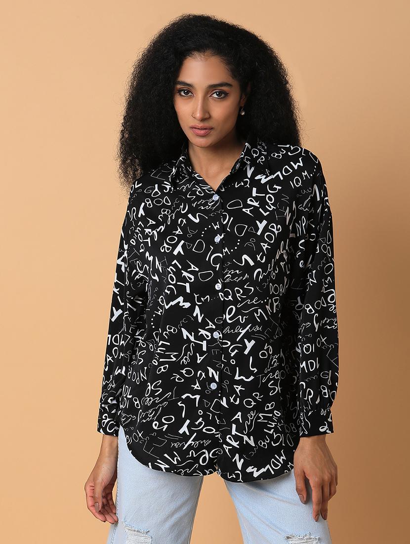 women black crepe boxy shirt - 21387575 - Zoom Image - 0