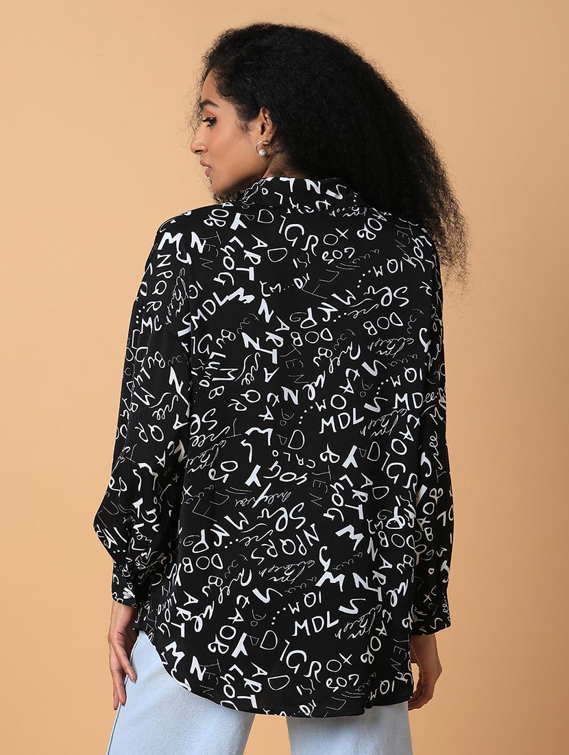 women black crepe boxy shirt - 21387575 - Standard Image - 2