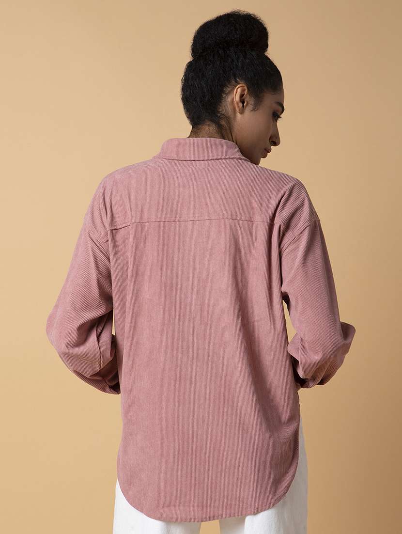 women peach oversized shirt - 21387590 -  Standard Image - 2