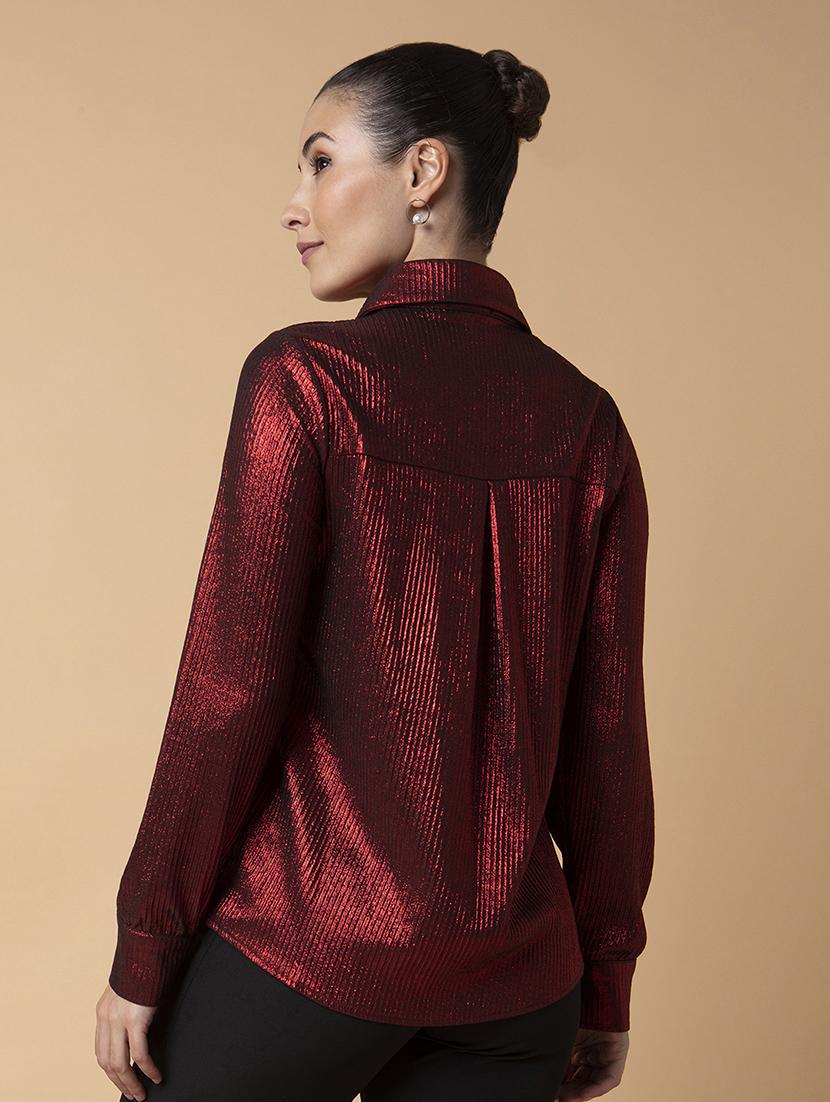 women spread collar solid regular shirt - 21387596 - Standard Image - 2