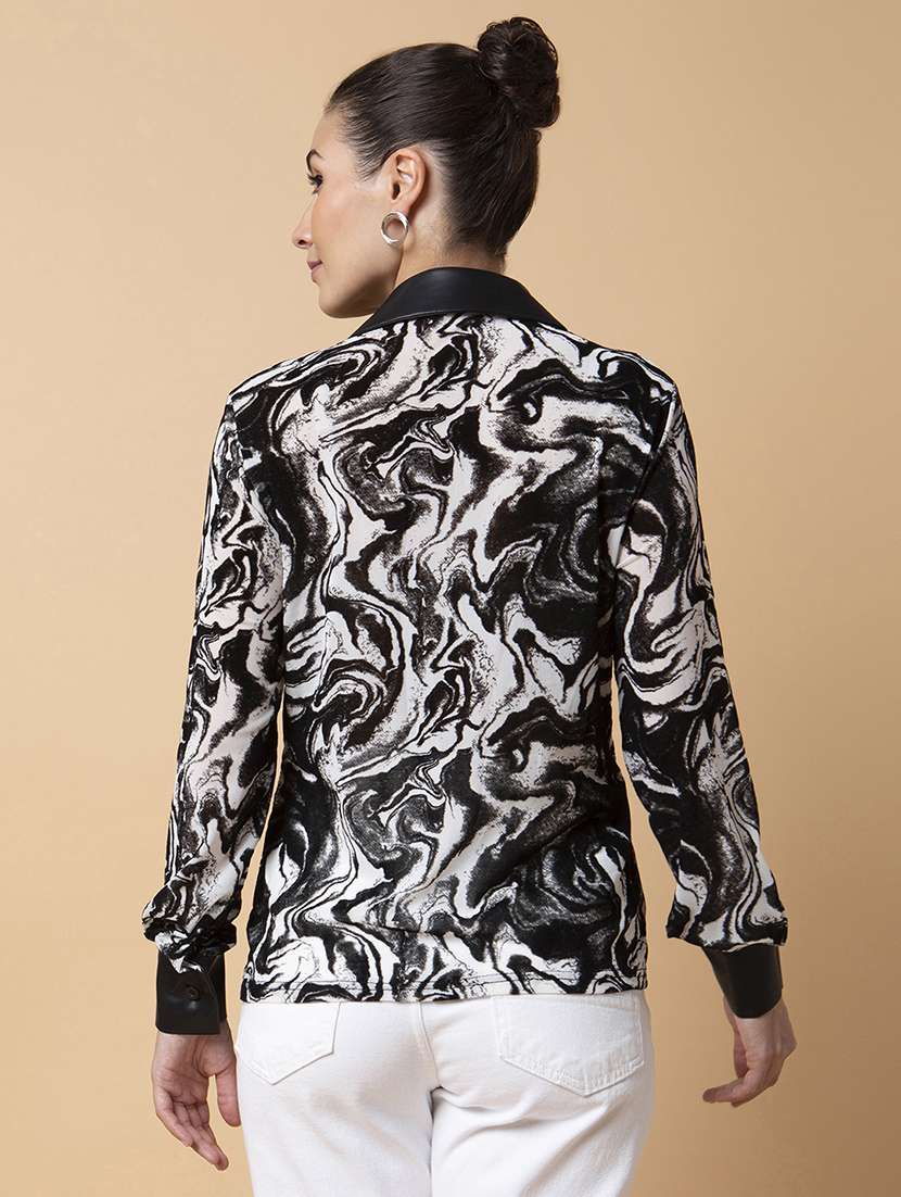 white printed nylon regular shirt - 21387598 -  Standard Image - 2