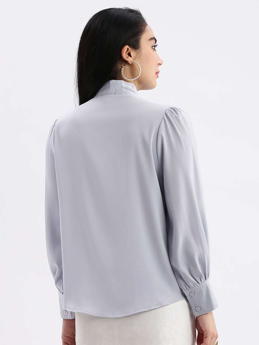 women purist blue solids long sleeves boxy shirt - 21387609 - Standard Image - 2