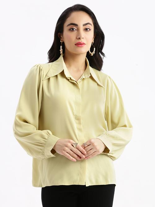 green solid boxy shirt - 21387612 - Standard Image - 0