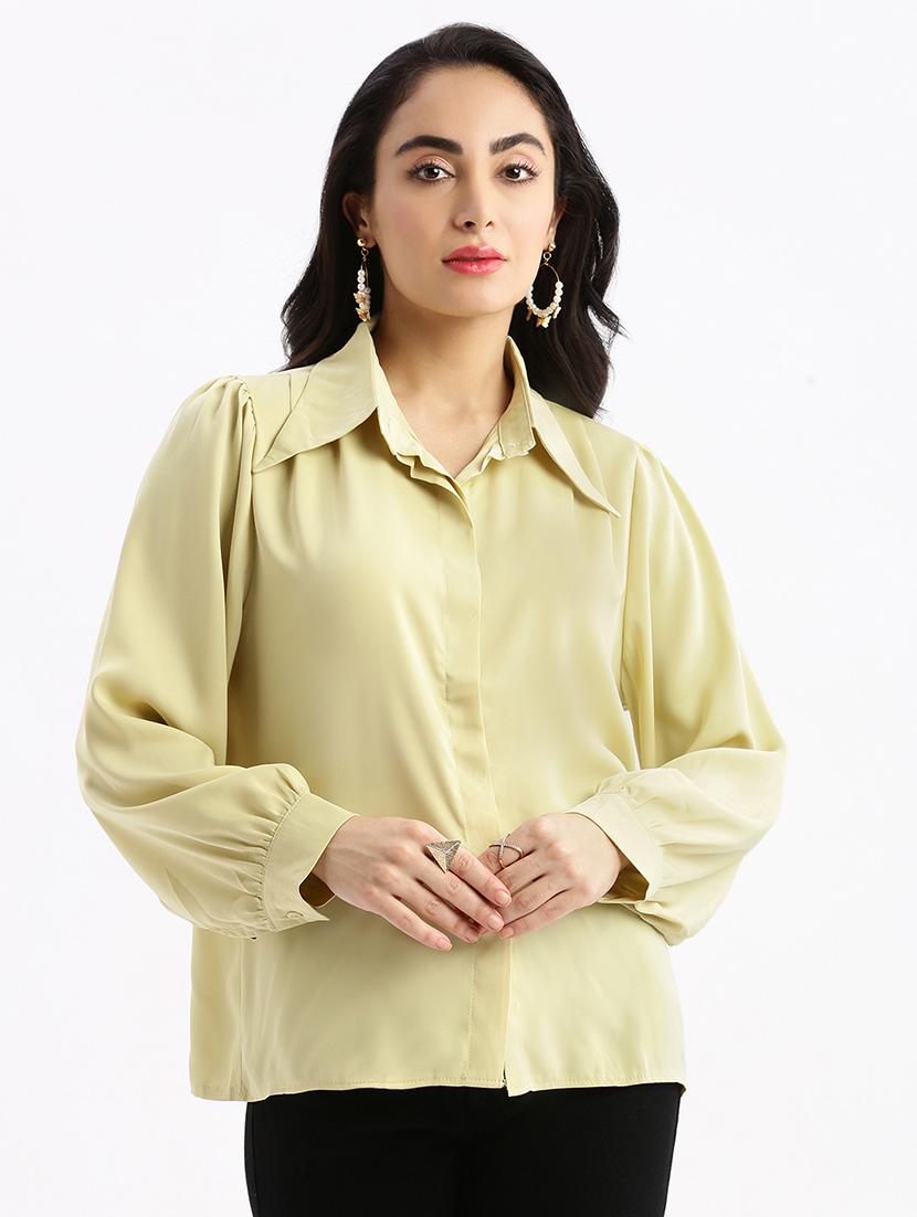 green solid boxy shirt - 21387612 - Zoom Image - 0