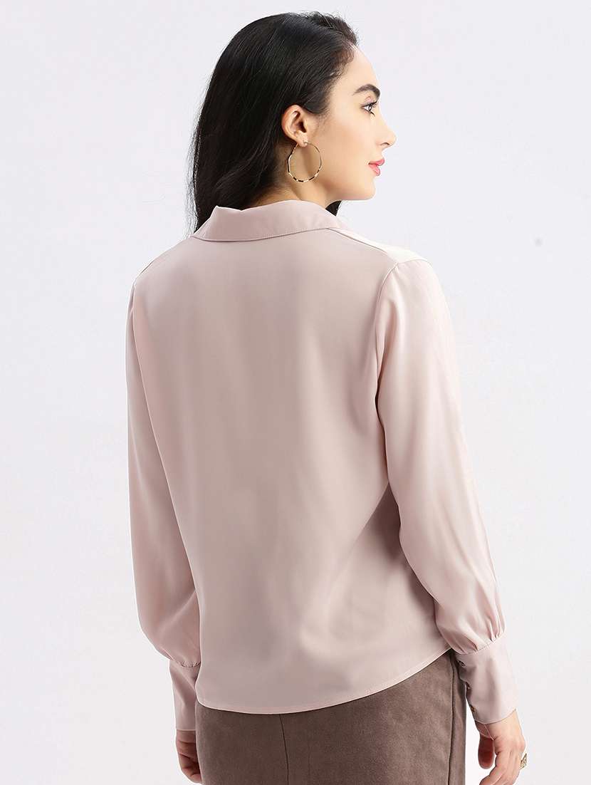 women pink satin regular shirt - 21387615 -  Standard Image - 2