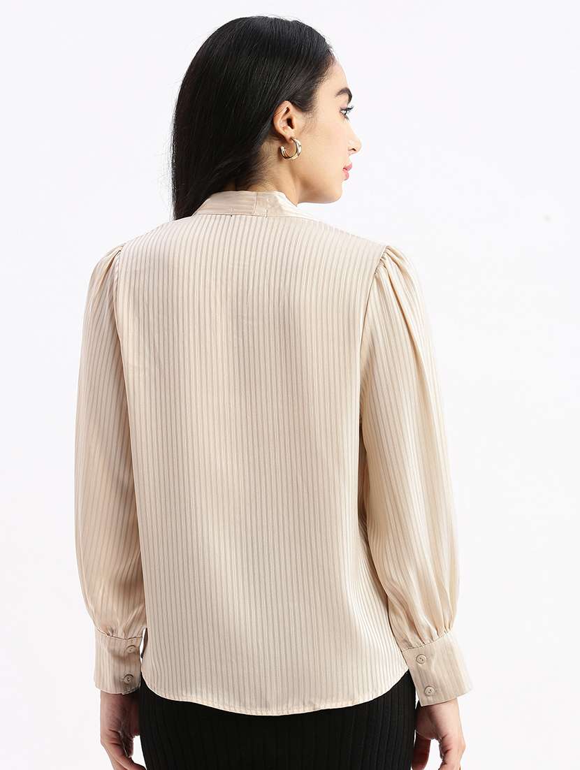 cream stripes regular shirt - 21387616 - Standard Image - 2