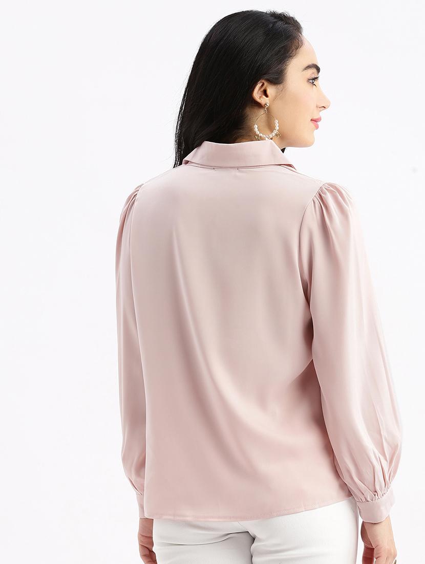 women pink satin regular shirt - 21387619 - Standard Image - 2