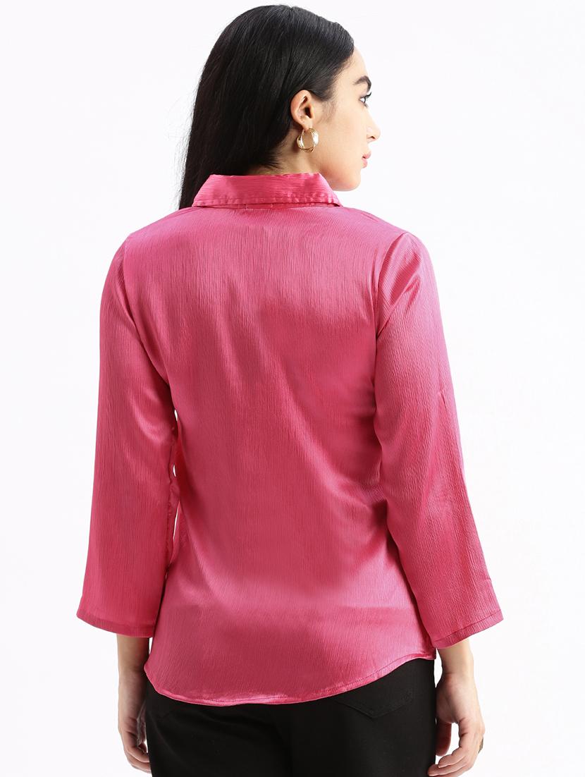 women pink satin regular shirt - 21387629 - Standard Image - 2