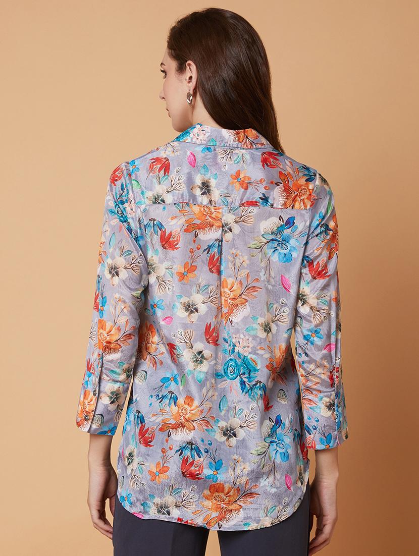 grey floral printed shirt - 21387631 - Standard Image - 2
