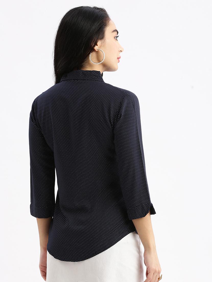 women navy blue cotton regular shirt - 21387647 - Standard Image - 2