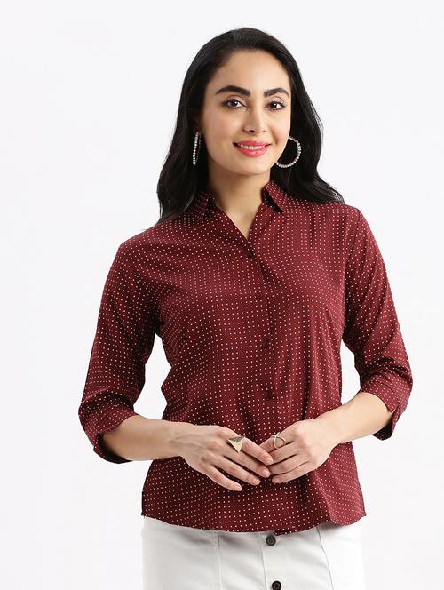 maroon polka dot regular shirt - 21387653 -  Standard Image - 0