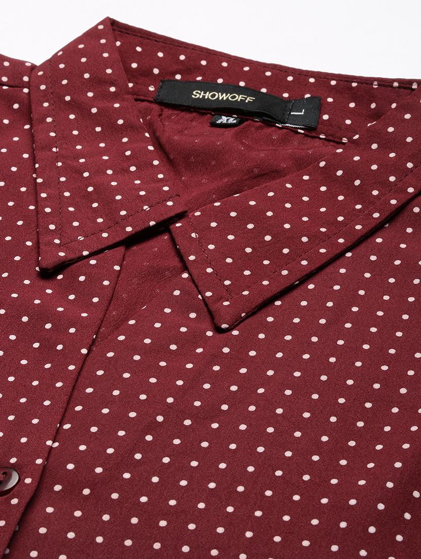 maroon polka dot regular shirt - 21387653 - Standard Image - 7