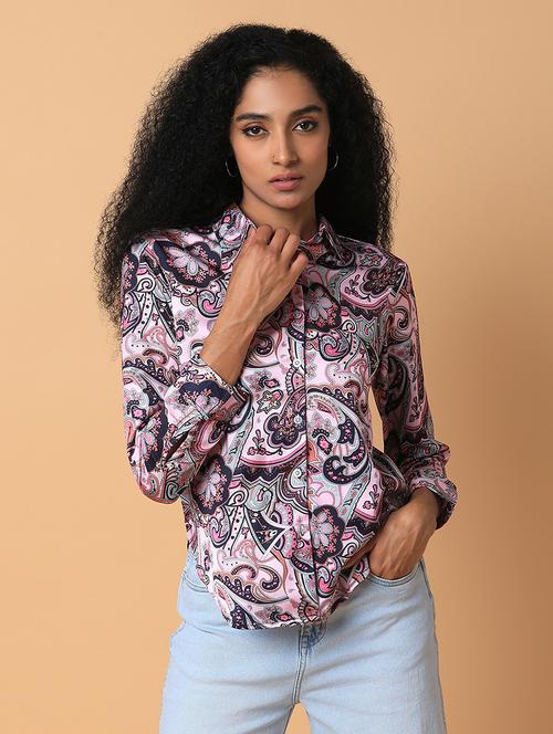women pink printed long sleeves regular shirt - 21387662 -  Standard Image - 0