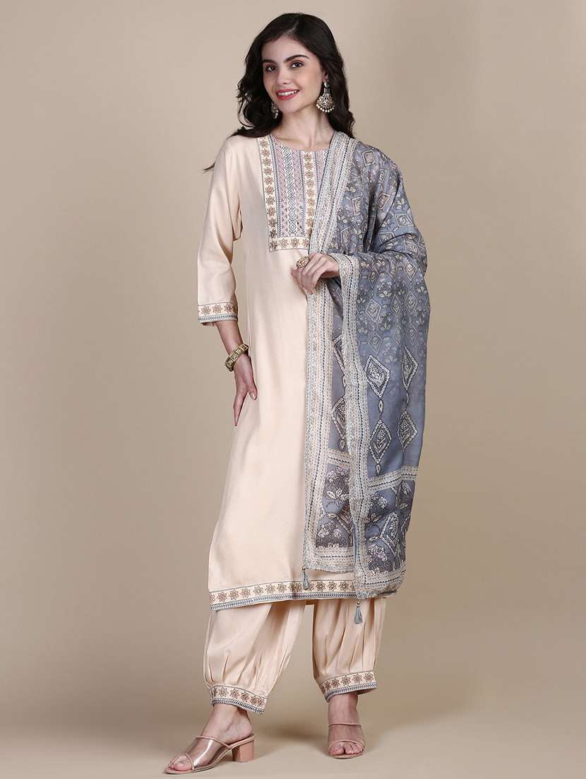 women embroidered kurta salwar set with dupatta