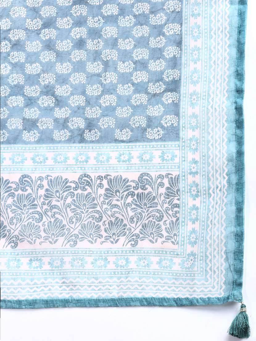 women block print round neck kurta pant set with dupatta - 21387678 -  Standard Image - 7