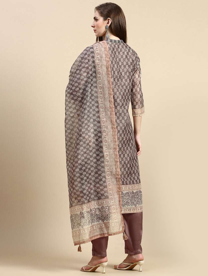 women block print kurta pant set with dupatta - 21387679 -  Standard Image - 2