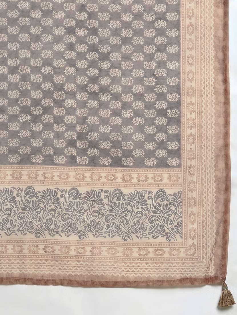 women block print kurta pant set with dupatta - 21387679 -  Standard Image - 7