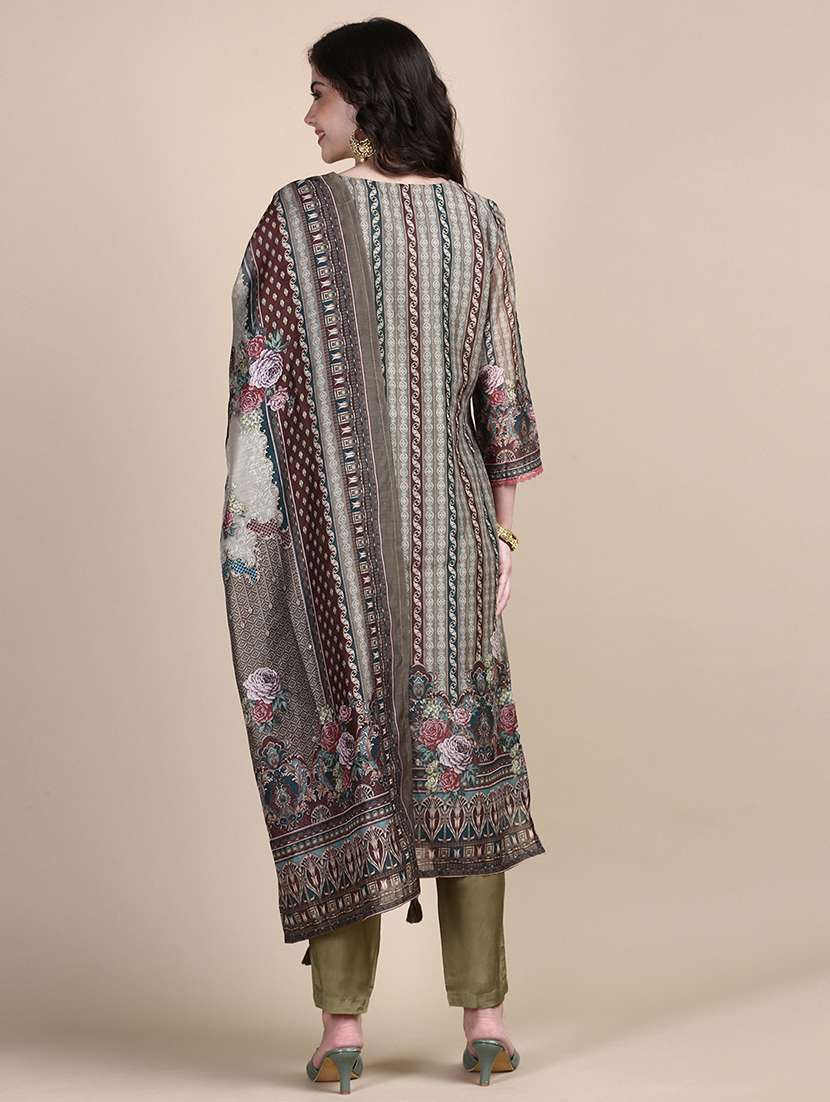 women printed round neck kurta pant set with dupatta - 21387683 - Standard Image - 2
