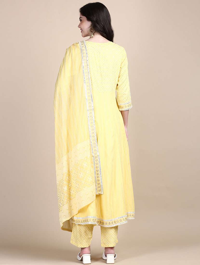 women yellow printed kurta pant set with dupatta - 21387691 -  Standard Image - 2