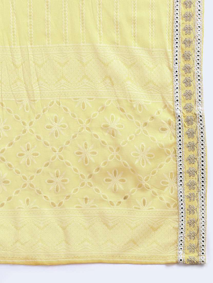 women yellow printed kurta pant set with dupatta - 21387691 -  Standard Image - 7