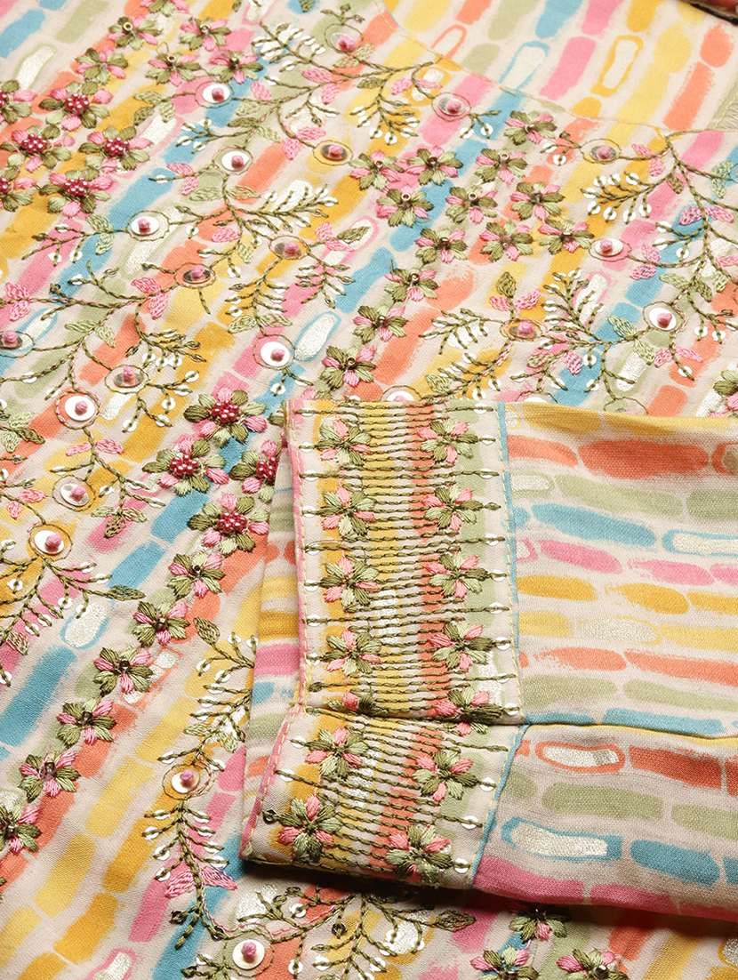 women multi color round neck kurta pant set - 21387707 -  Standard Image - 7