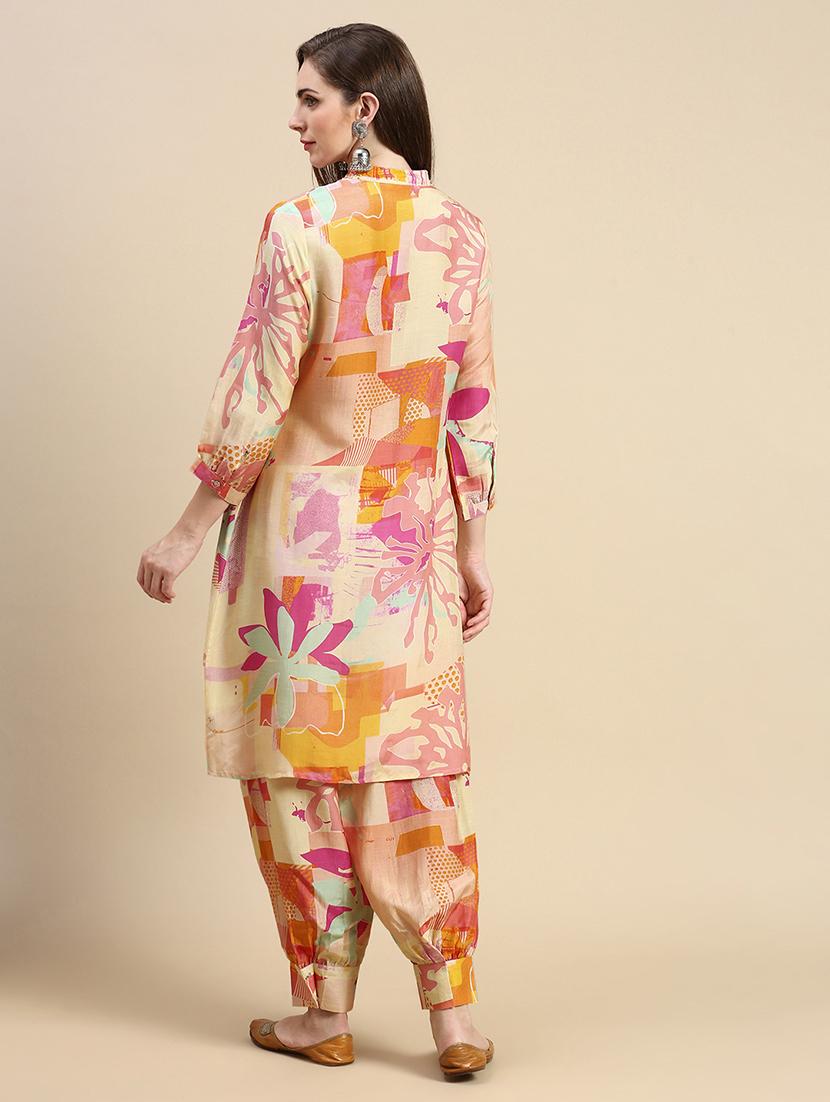 women abstract mandarin neck kurta salwar set - 21387716 - Standard Image - 2